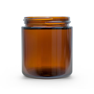 4OZ AMBER GLASS STRAIGHT SIDED JAR 58/400