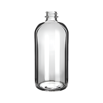 16OZ CLEAR GLASS BOSTON ROUND BOTTLE 28/400 (CASE OF 60 UNITS)
