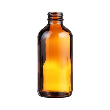 8OZ AMBER GLASS BOSTON ROUND BOTTLE 28/400