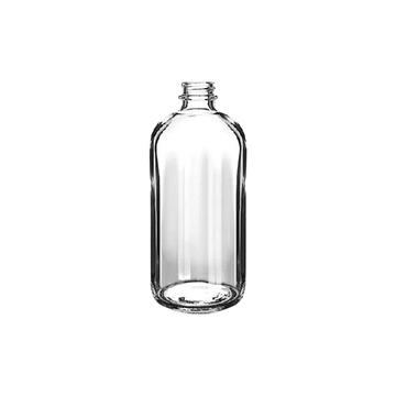 8OZ CLEAR GLASS BOSTON ROUND BOTTLE 28/400 (CASE OF 96 UNITS)