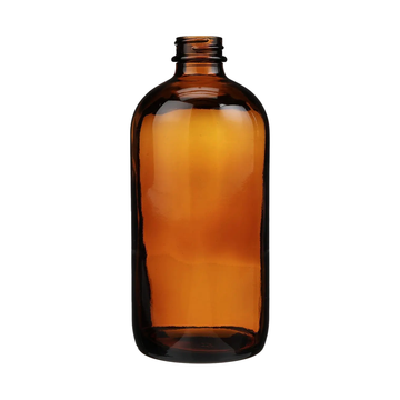 16OZ AMBER GLASS BOSTON ROUND BOTTLE 28/400 (CASE OF 60 UNITS)