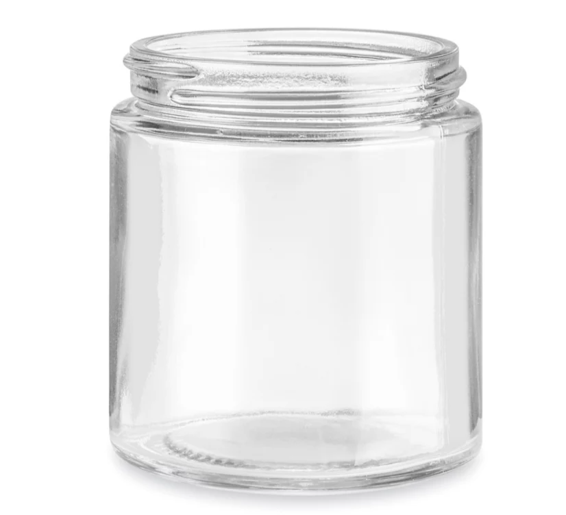 4OZ CLEAR GLASS STRAIGHT SIDED JAR 58/400